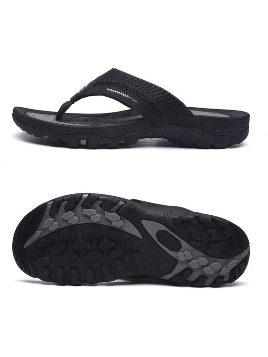 Men\'s All Black Flip-flops Thongs Sandals Durable Comfort Slippers For Casual